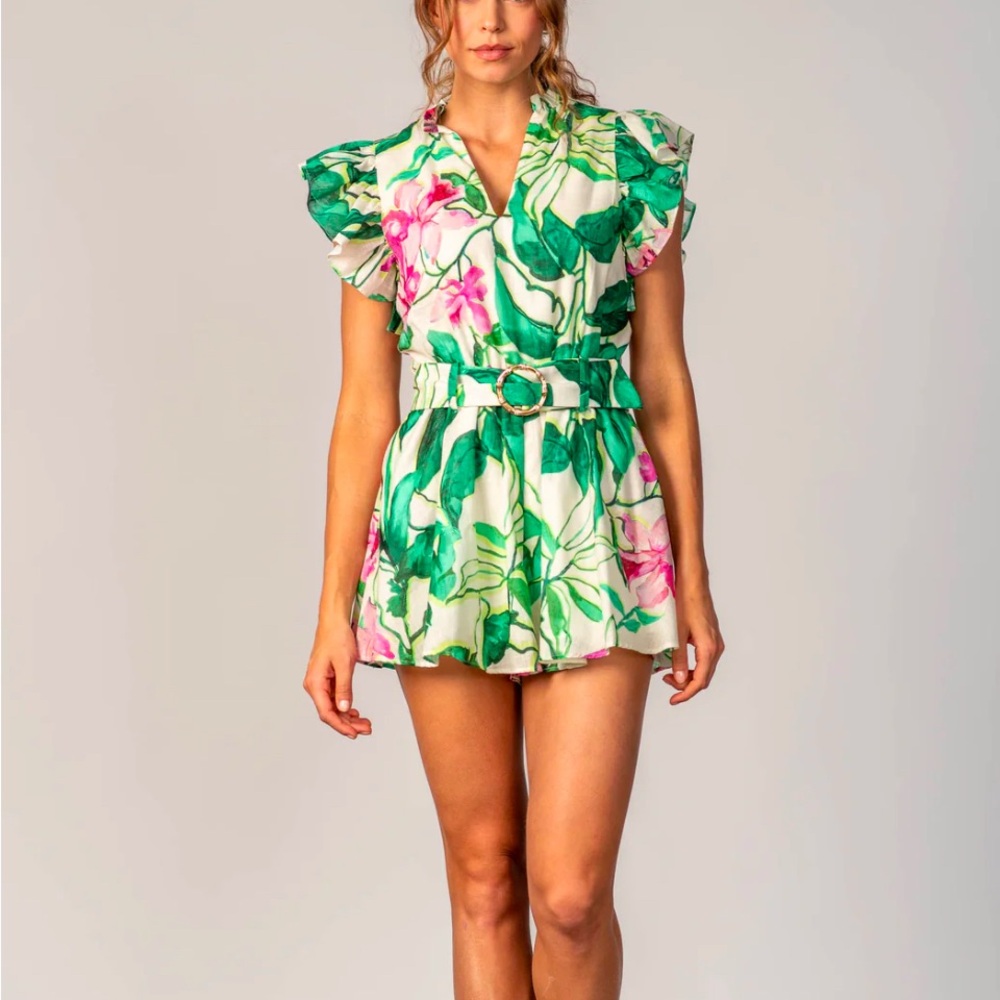 Floral Print Romper Never Worn with Belt by Lavender Brown